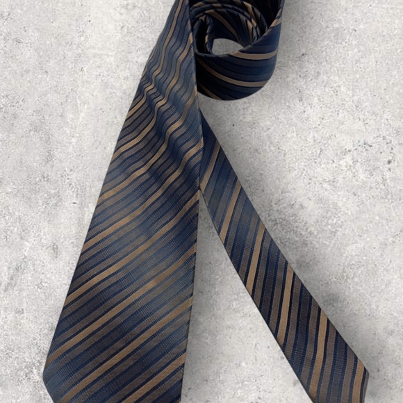 CERRUTI 1881 Brown/Navy Striped Silk LUXURY Tie FRANCE - Picture 5 of 5